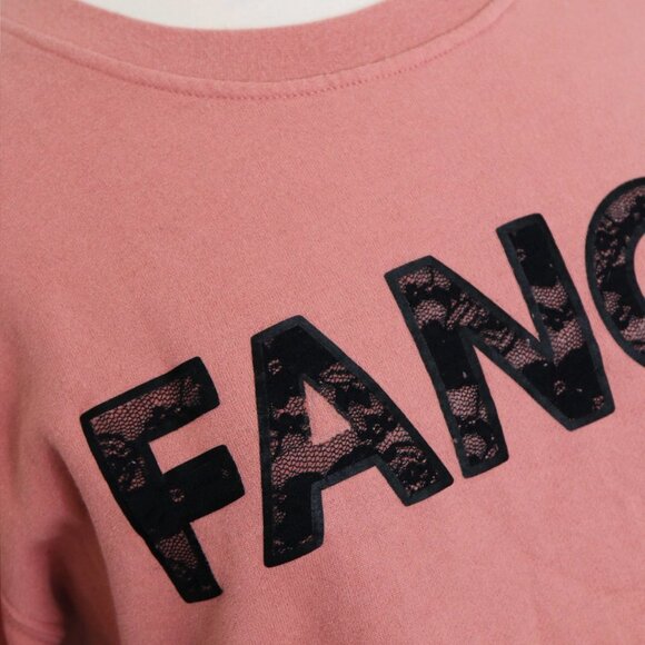 Betsey Johnson Performance Mauve Pink FANCY Lace Applique Crew Neck Sweatshirt S - Picture 5 of 12